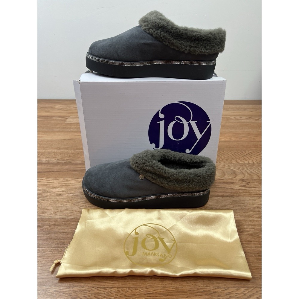 Clean‎ Boss Joy Glamorous Cozy Slippers w/ Orthotic Insoles Gray 8 WIDE NEW